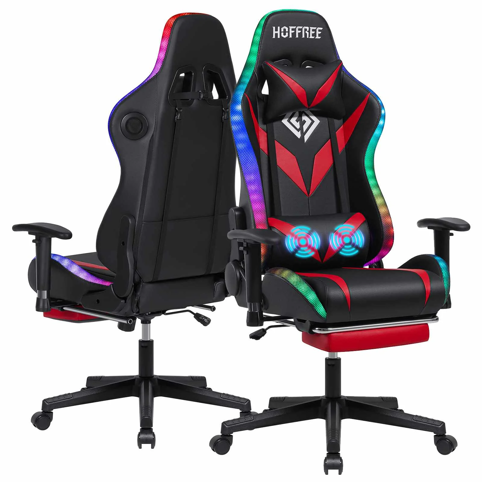 Ergonomic Swivel Massage Recliner Bluetooth Speaker RGB Light Gaming Chair Office Chair 165 Degrees Gamer Computer Chair