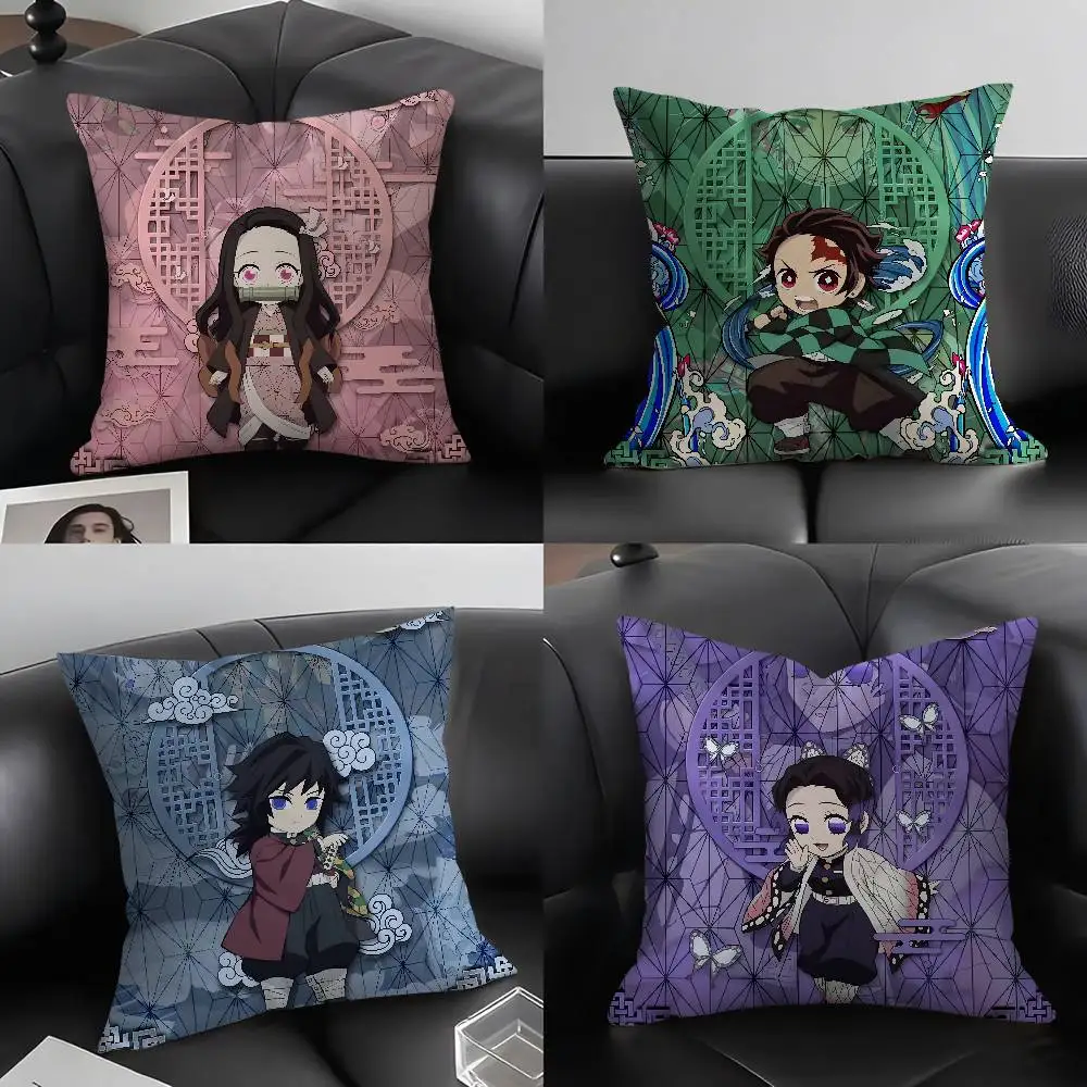 

Demon S-Slayer K-Kimetsu No Yaiba Pillow Case Home Dorm Chair Back Short Plush Double-sided Printing Nap Time Cushion Cover