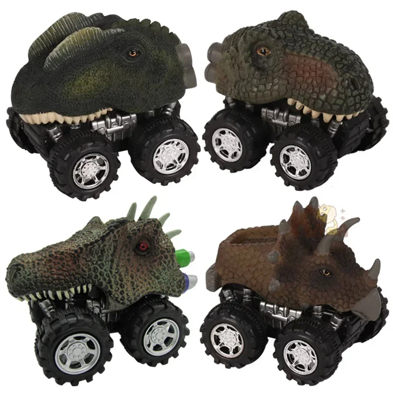 1 Stuks Dinosaurus Speelgoed Terugtrekken Auto 'S Realistische Dino Auto 'S Mini Monster Truck Met Grote Banden Kleine Dinosaurus Speelgoed Voor Kinderen Cadeau