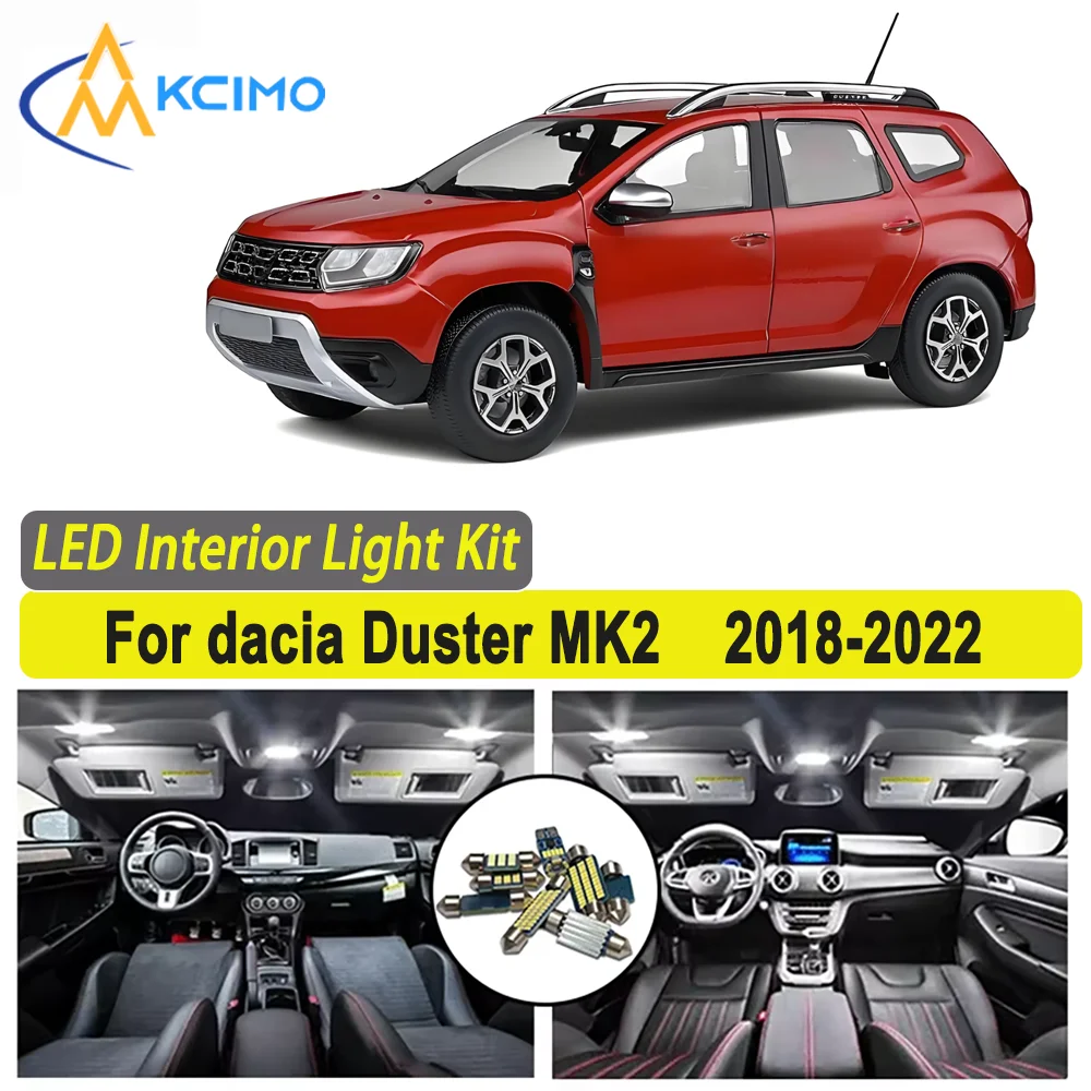 

Kcimo For dacia Duster MK2 (2018-2022) Premium Bright LED Interior Dome Map Trunk Light Kit Car Led Lamps Canbus Car LED Lights