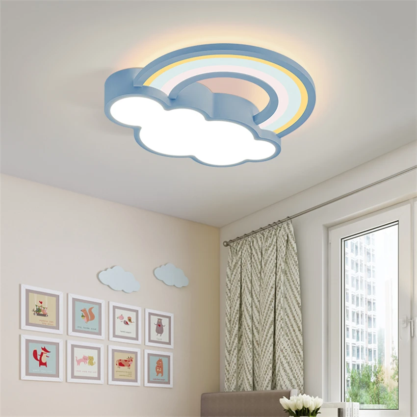 Color dimming clouds rainbow ceiling lights bedroom cartoon Nordic modern ceiling lamps study aisle living room decor lighting