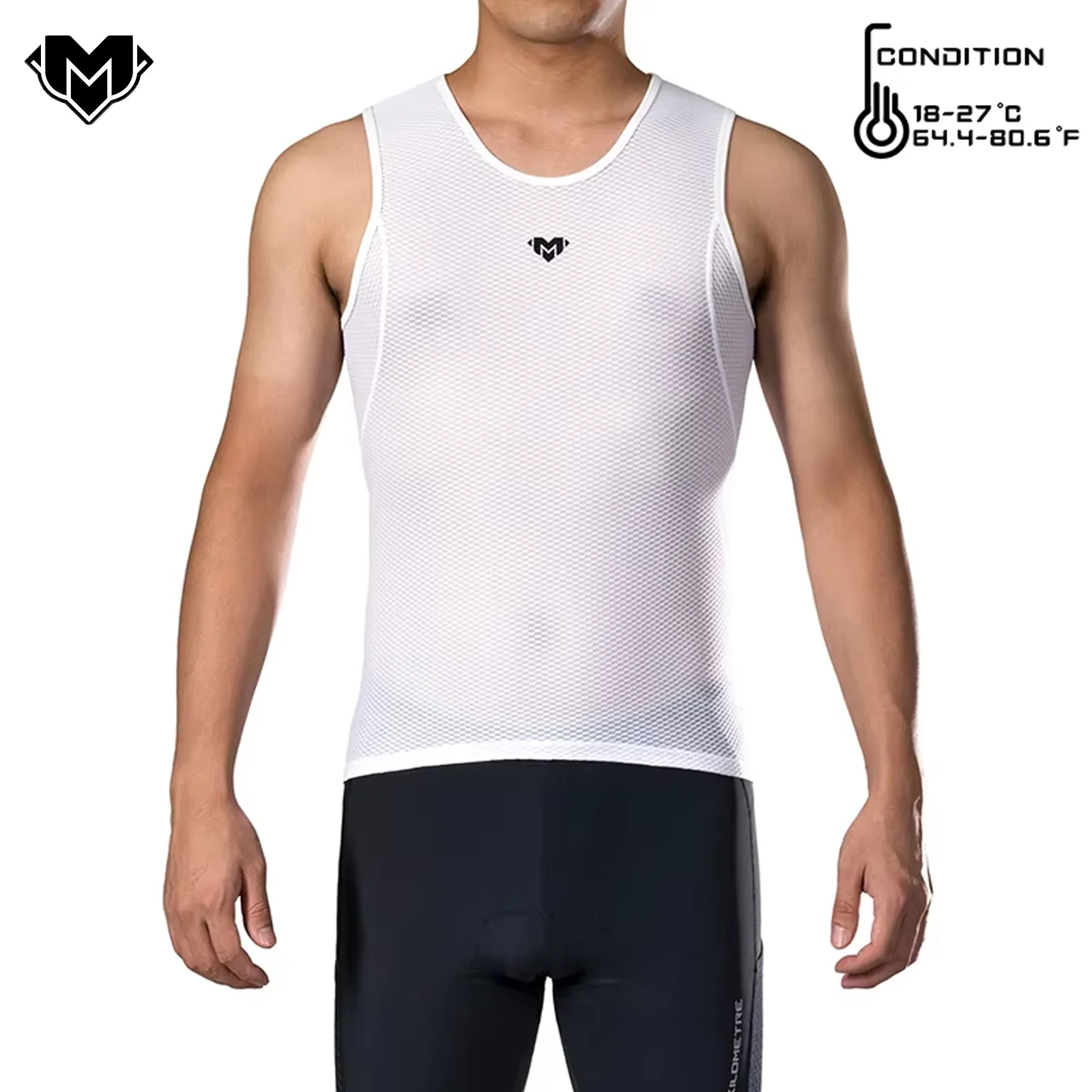 

MY KILOMETRE Mens Cycling Base Layer Bike Top Quick Dry Sport Undershirt Sleeveless White Cycling Underwear Vest Bicycle Jersey