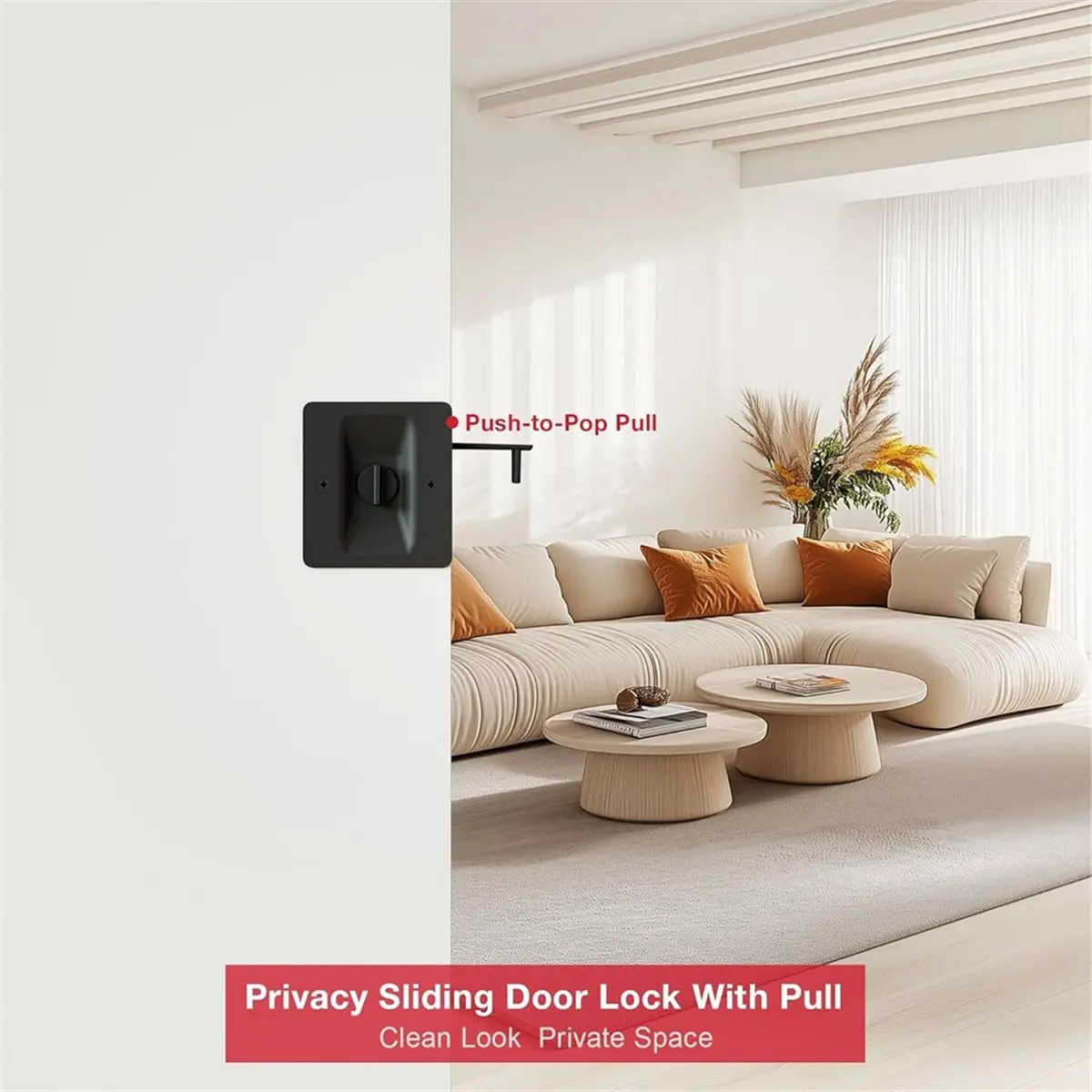 Utility Design Matte Black Pocket Door Lock, 2-Pack Privacy Pocket Door Hardware, 2-3/4''X2-1/2'', for 1.38''-1.77'' Thickness D