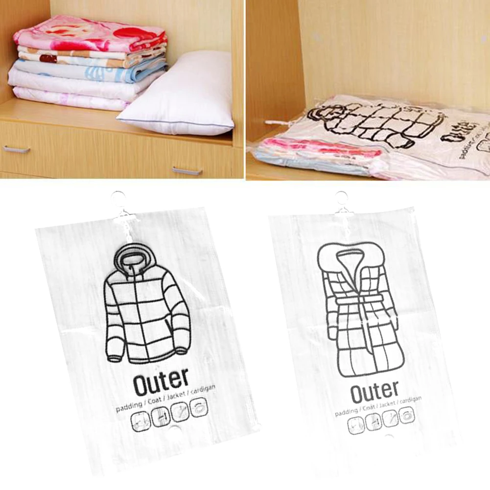 1pc Closet Hanging Organizer Vacuum Bag For Clothes Storage Bag With Hanger Space Saving Seal Bags Wardrobe Compressed Bag