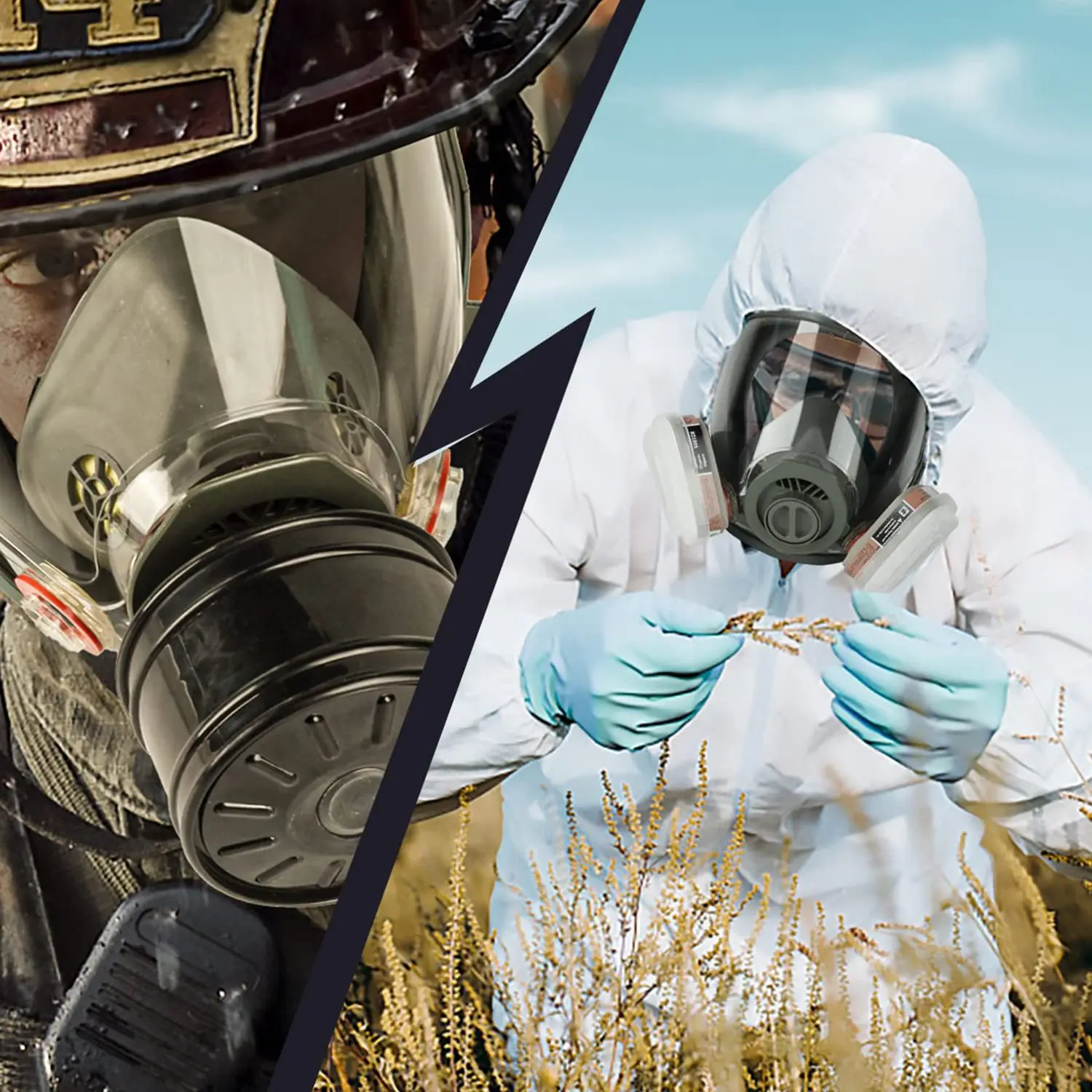 Máscara de gas de cara completa, máscara de gas de supervivencia nuclear y química, con filtro de carbón activado de 40 mm, reutilizable