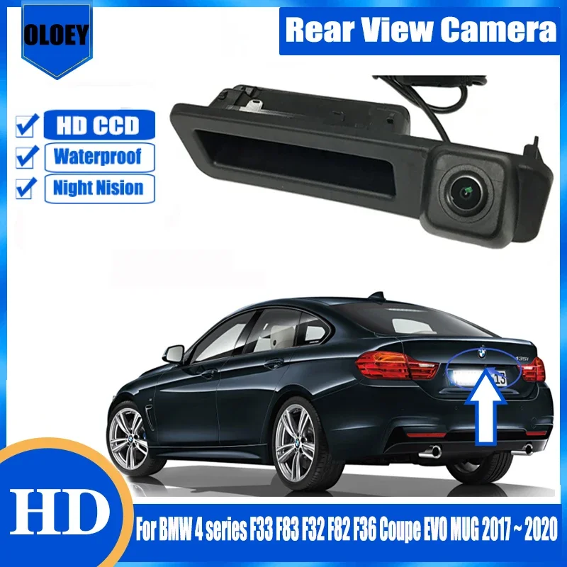 Backup Rear camera | For BMW 4 series F33 F83 F32 F82 F36 Coupe EVO MUG 2017 ~ 2020 Parking Trunk Handle Camera Reversing Camera