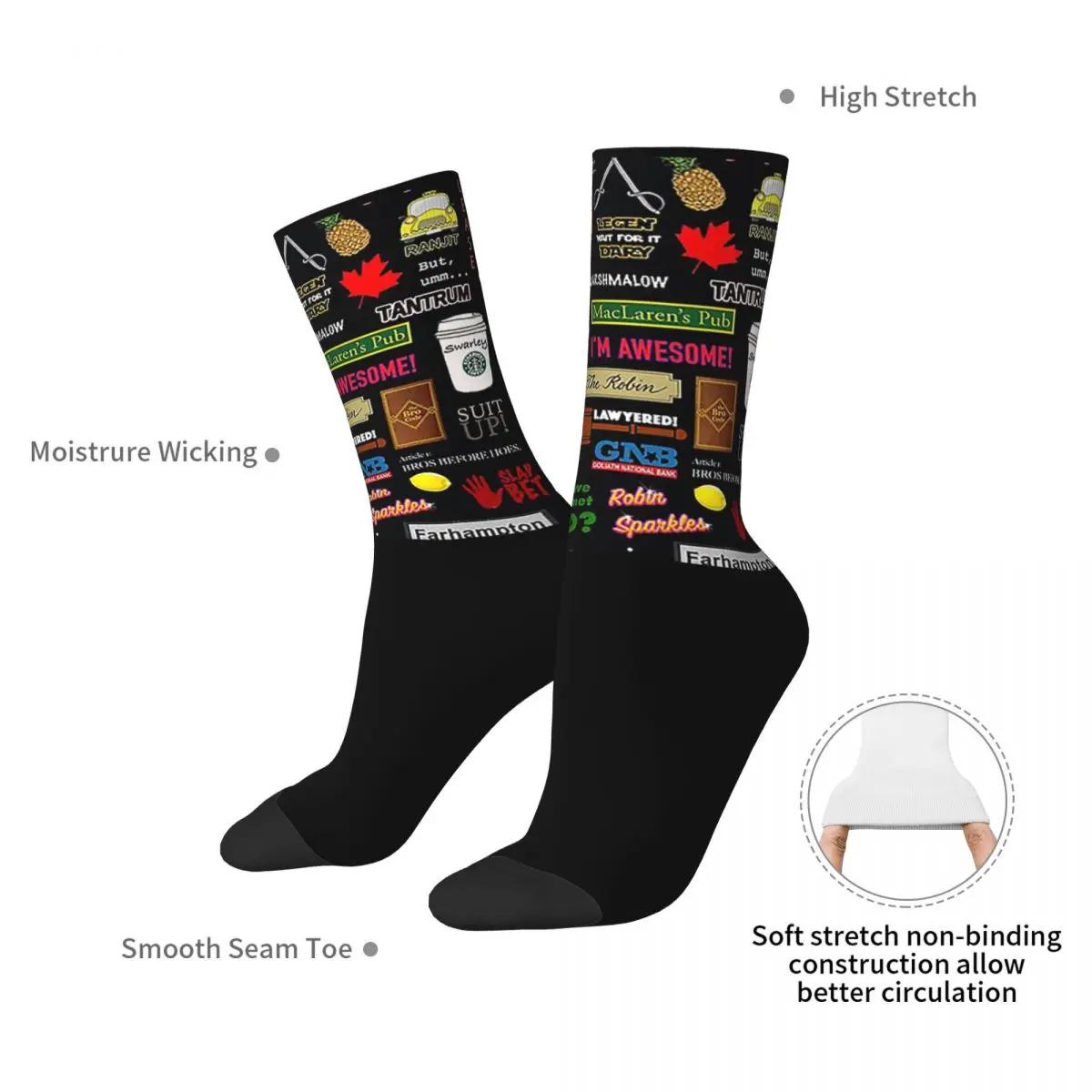 How I Met Your Mother Himym Tv Show Collag Socks Harajuku Super Soft Stockings All Season Long Socks  Christmas Gifts