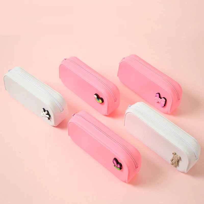 Cute ins Korean version of children's silicone pen bag storage and finishing pencil case silicone pencil case