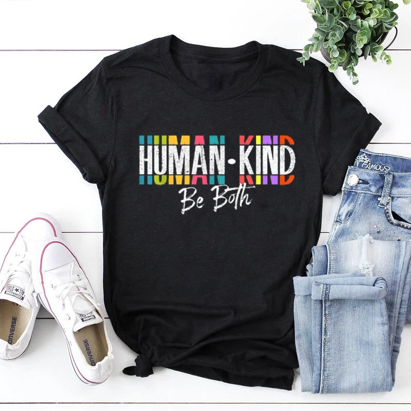 

Human Kind Be Both Shirt Rainbow T Shirt kindness t shirt anti-racism tee lgbt tshirts y2k aesthetic shirts for women