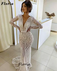 New Arrival Mermaid Celebrity Dresses Sweep Train Pearls Evening Dresses Robes De Soiree Backless Beading Wedding Party Gowns