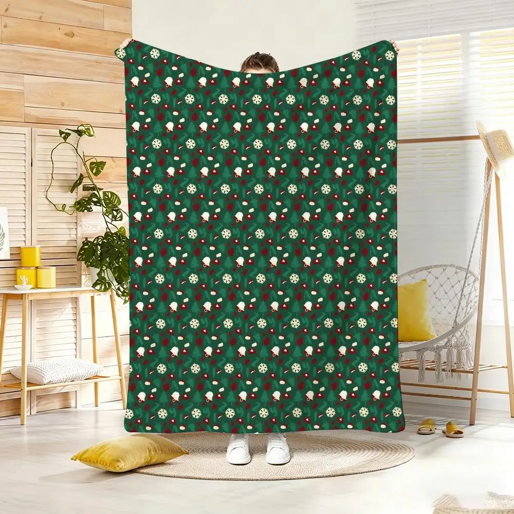 Art illustration C-Christmas seamless  Throw Lightweight 240g Flannel Blanket Soft Skin-friendly for Summer Cooling