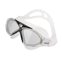 Comfy Frame Big Lens Anti-fog Swimming Goggle Glasses (Clear+Black) swimming glasses swimming goggles