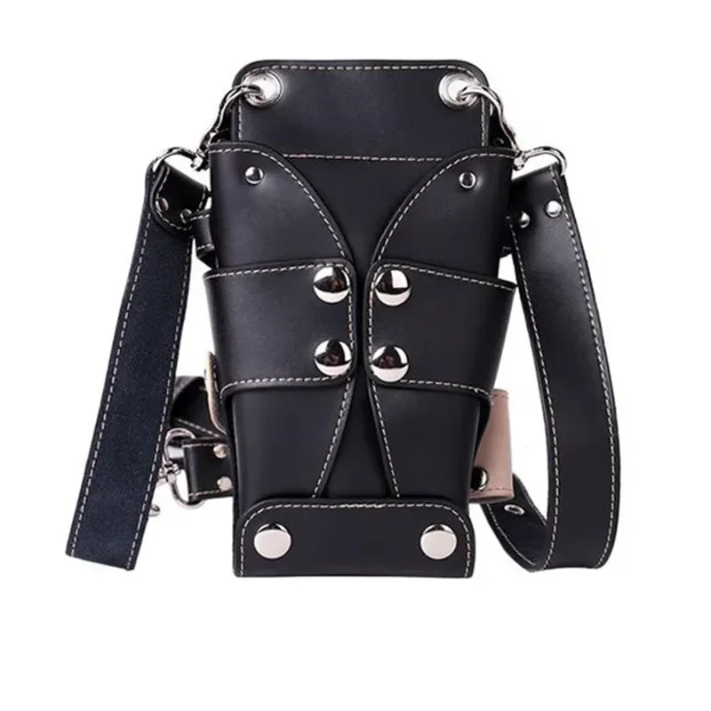 1PC 牛革ヘアはさみバッグコームケースウエストパックメッセンジャーバッグポーチホルダー理髪サロンプロフェッショナルペットはさみケース