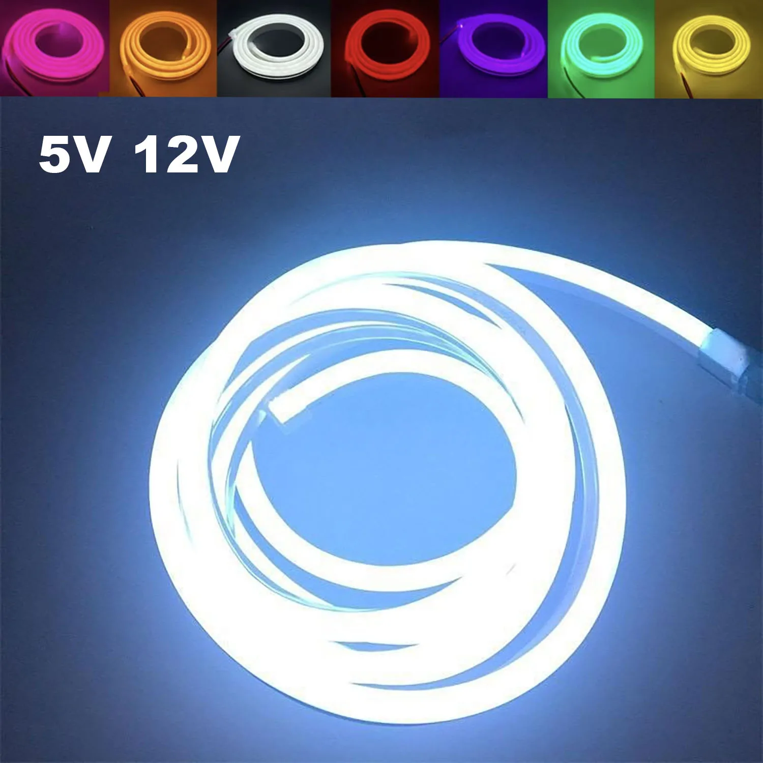 5V 12V Narrow Flexible LED Neon Strip 5‑6mm SMD 2835 120LEDs/M IP67 Waterproof Silicone Light Bar for DIY Decoration