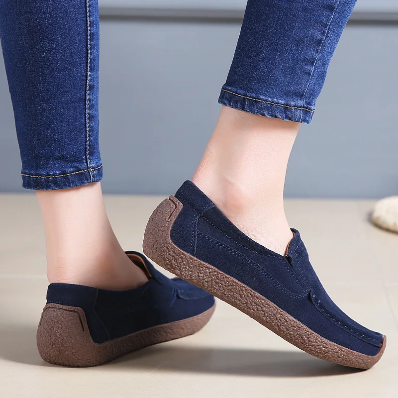 Women Slip on Loafers Shoes for Ballet Flats Ladies Spring Microfiber Retro Flats Shoes Female Spring Moccasins Casual Sneakers