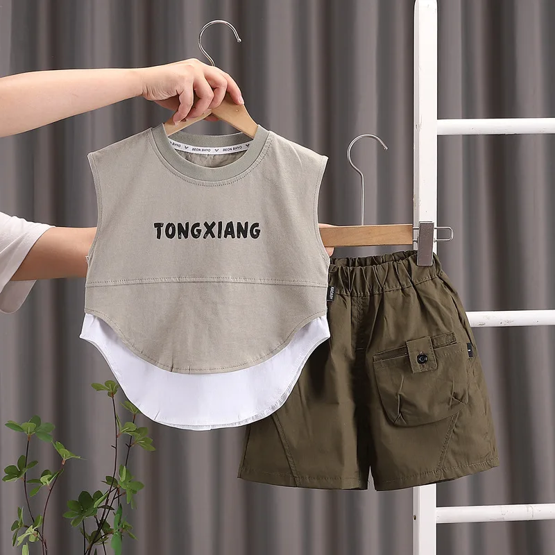 جديد الصيف ملابس الطفل دعوى الأطفال الفتيان عارضة أكمام سترة السراويل 2 قطعة/المجموعة الاطفال ملابس الرضع زي طفل رياضية