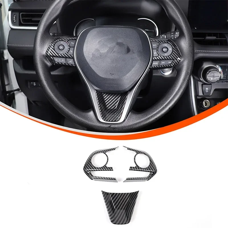 

For Toyota RAV4 2020+ Car Steering Wheel Decorative Frame ABS Carbon Fiber Pattern Interior Accessories