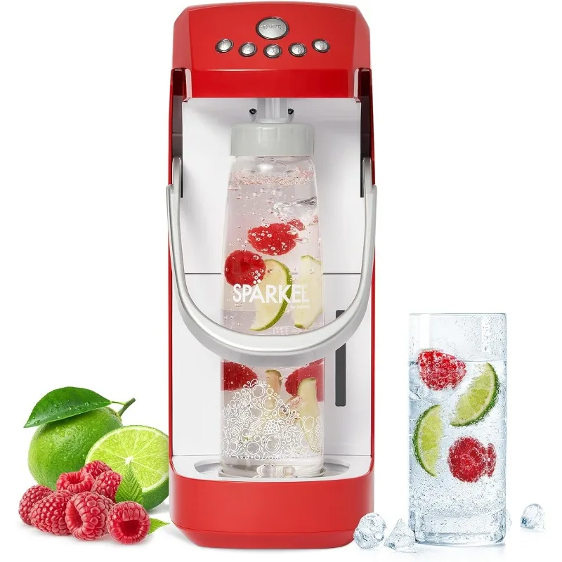 Spärkel Beverage System | Cherry Red Sparkling Water Maker | No CO2 Tank Needed | Carbonated Water Machine that Uses Fresh