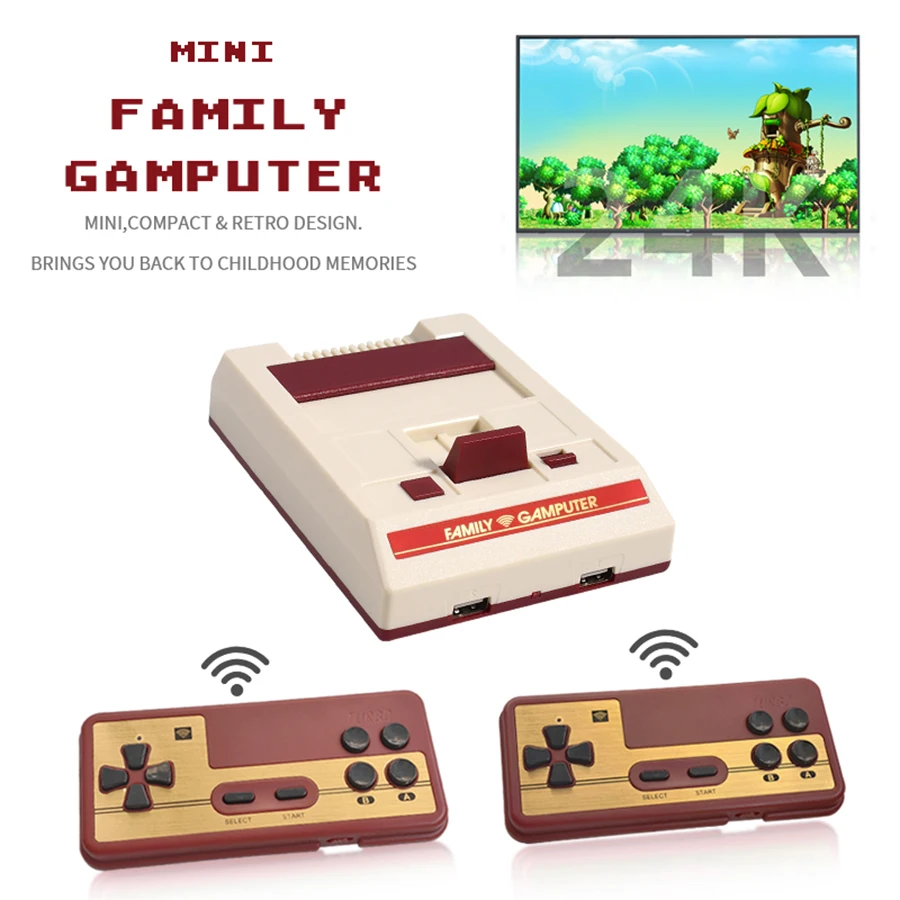 New FC 4K HD Game Stick Mini TV Video Handheld Game Console Wireless Plug&Play Retro Classic Emulator Gamepad Toy Gift