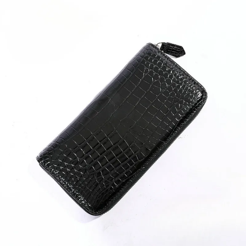 New Fashionable British Style Splice Free Crocodile Belly Leather Zipper Handbag Card Bag Medium To Long Men's Purse Men Wallets