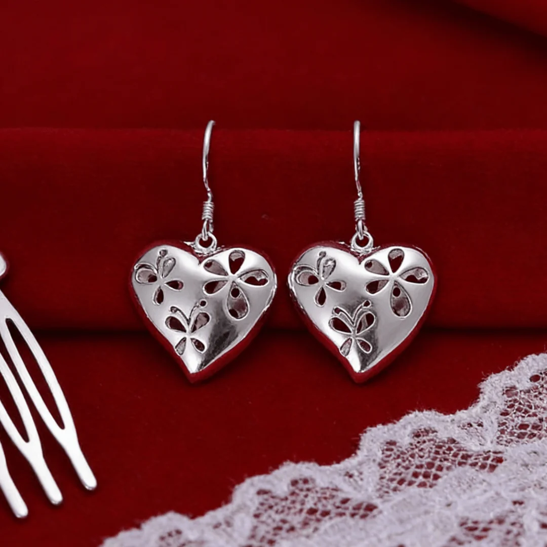 Popular Brands Fashion Jewelry 925 Sterling Silver Earrings for elegant Woman Creativity charm heart drop earrings Gifts