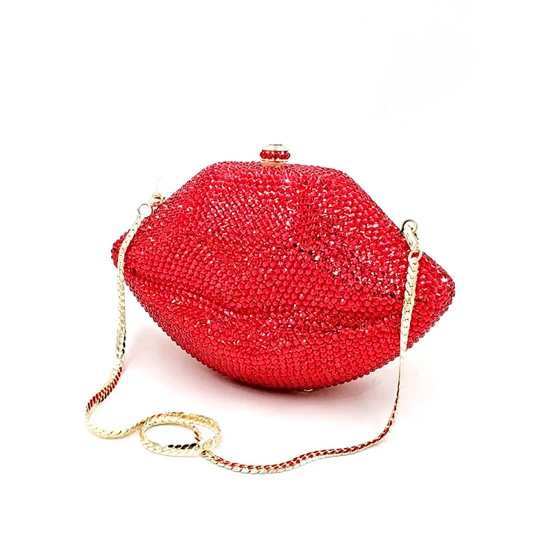 

Classical Bridal wedding party purses women evening party hot lip diamonds full crystal clutches purses