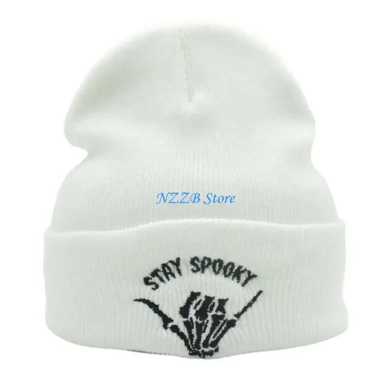 T21F – bonnet tricoté à main avec tête mort, casquette soleil d'extérieur, chapeau Kpop à mode pour adolescents,