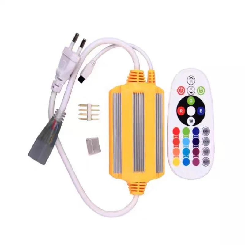 Contrôleur LED RGB prise ue 220V 16 lumières de couleur 4 broches connecteur 12MM 5050 télécommande 24 touches contrôleur RGB maison magique