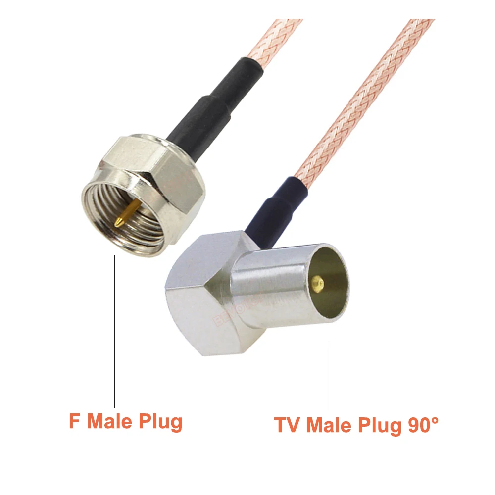 BEVOTOP F-Stecker auf TV-Stecker, gerader/rechter Winkel-Stecker, RG179, HF-Koaxialkabel, 75 Ohm, Verlängerungskabel, Pigtail-Jumper