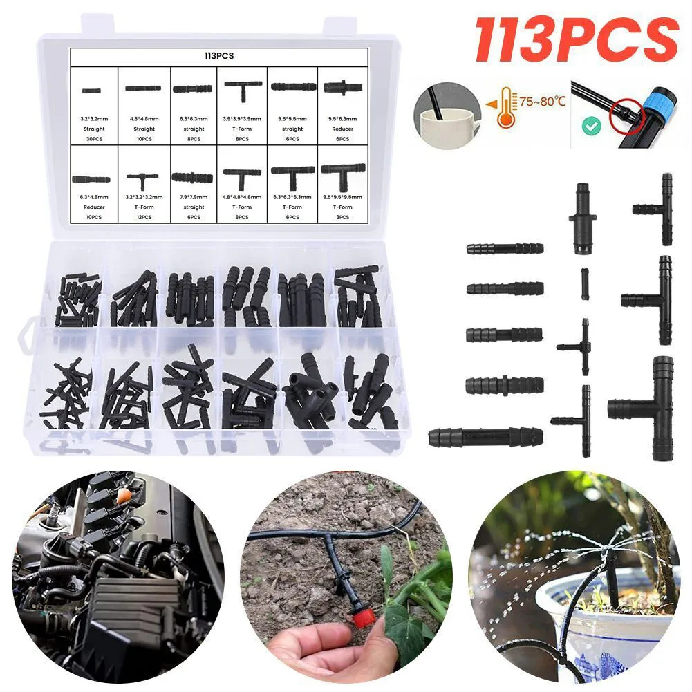 113 Stuks Auto Slang Connector Assortiment Reducer Set Rechte T Stuk Connector Reparatie Tool Accessoires Systemen Tuingereedschap