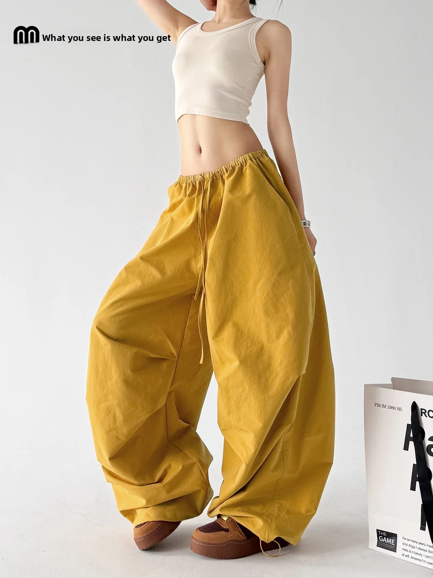 

Женские спортивные брюки для активного отдыха с высокой талией, свободные, широкие штанины, повседневный расслабленный стиль, весна-лето, новинка, модный тренд