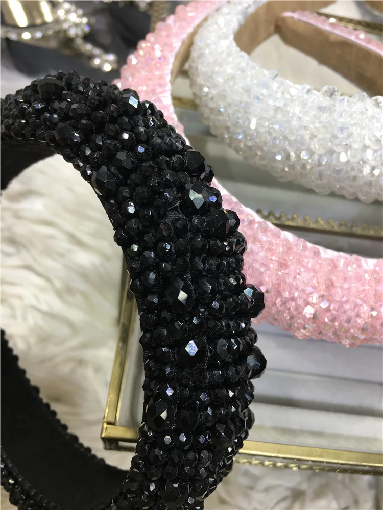 Luxury Rhinestone Pearl Headband Hairpin for Women High Quality Beading Crystal Net Red Handmade Hairbands Sparkling