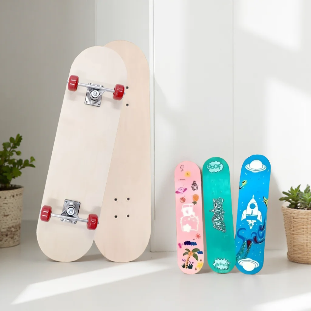 

Blank Natural Wood Skateboard Deck 7Ply Chinese Maple Double Side Unfinished Board For DIY Painting Graffiti Custom Art