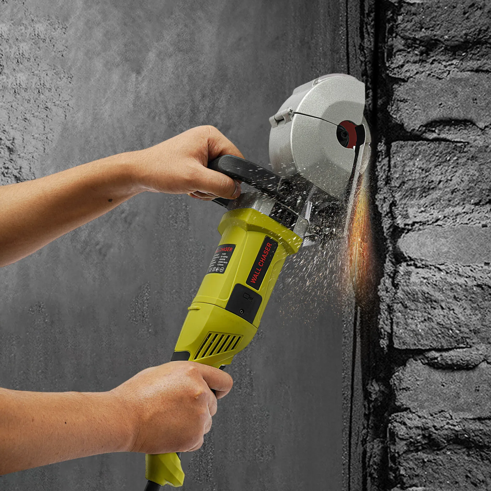 4000W 360 °   벽 홈파기 도구, 1.18인치 조절 가능한 깊이/폭으로 정밀한 콘크리트 절단 가능