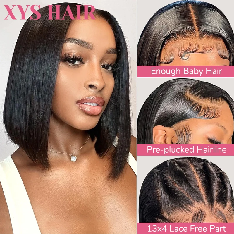 

Short Bob Straight HD Lace Closure Pre-plucked Wigs Glueless Brazilian Human Hair Bob Wigs For Sale 180% Density Wear to Go Wig