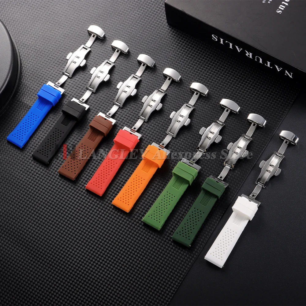 16mm 18mm 20mm 22mm 24mm Soft Rubber Strap Silicone Watch Band Butterfly Buckle Quick Release Waterproof Replacement Wristbands image 2