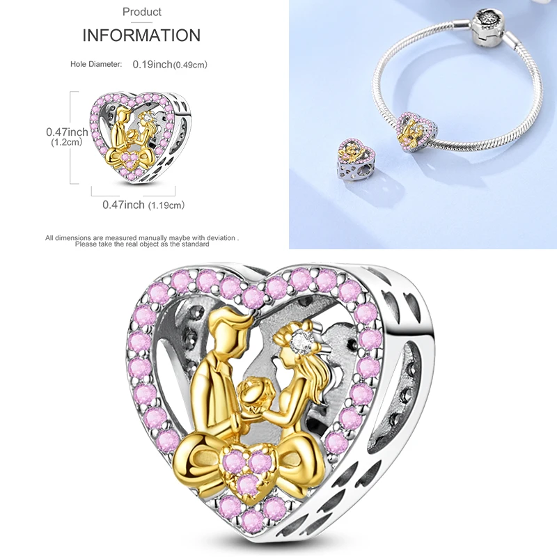 925 Sterling Silber Liebesherz-Charm-Perlen Paar Romantisch Passend für Original-Armband Valentinstag Jahrestag DIY Damenschmuck – Detail 35