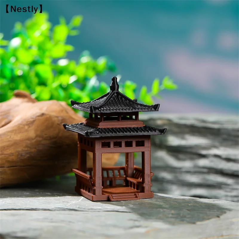 3cm 4cm  Pagoda Statue Miniature Pagoda Bonsai Gazebo Micro Landscape Hexagonal Pavilion Figurine Tiny Pavilion Ornament〔Nest〕