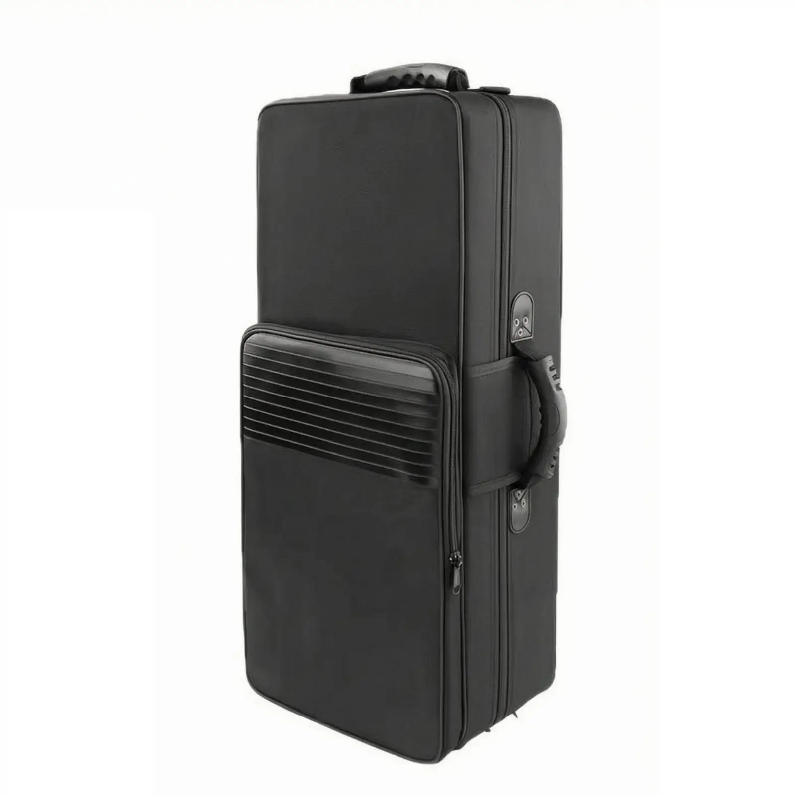 Black Canvas Alto Saxophone Bag with Top Handle Side Grips Padded Interior Compartments for Reeds Mouthpiece Accessories
