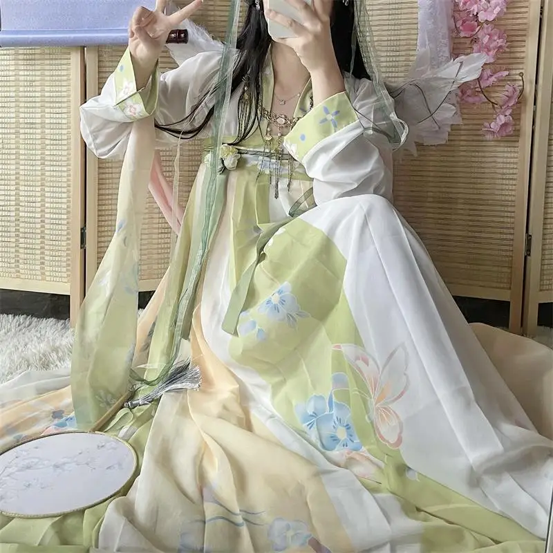 ‌ مجموعة هانفو 2025 - طراز سلالة تانغ، فستان نسائي أنيق، الزي الصيني التقليدي