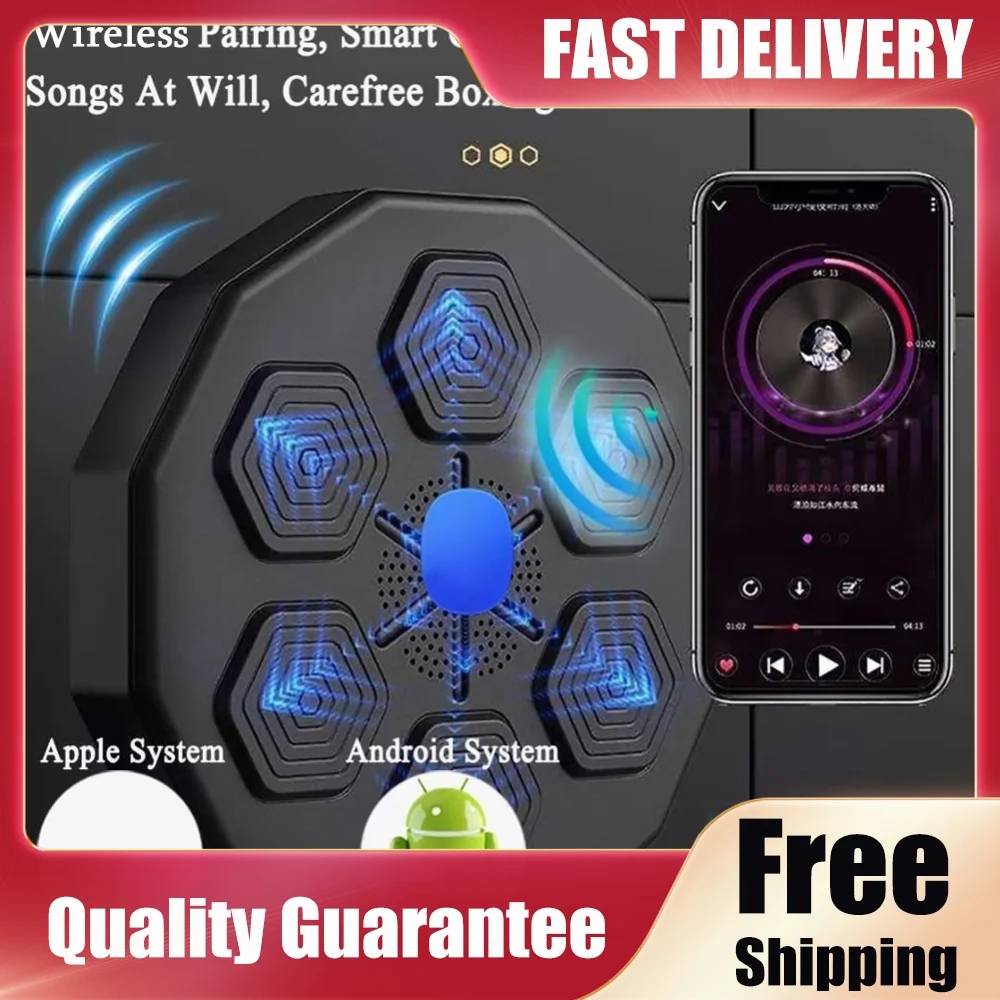 Wall Mounted Music Rhythm Wall Target LED Light Punching Pad Bluetooth-Compatible with Boxing Glove 2500MAH Rechargeable Battery