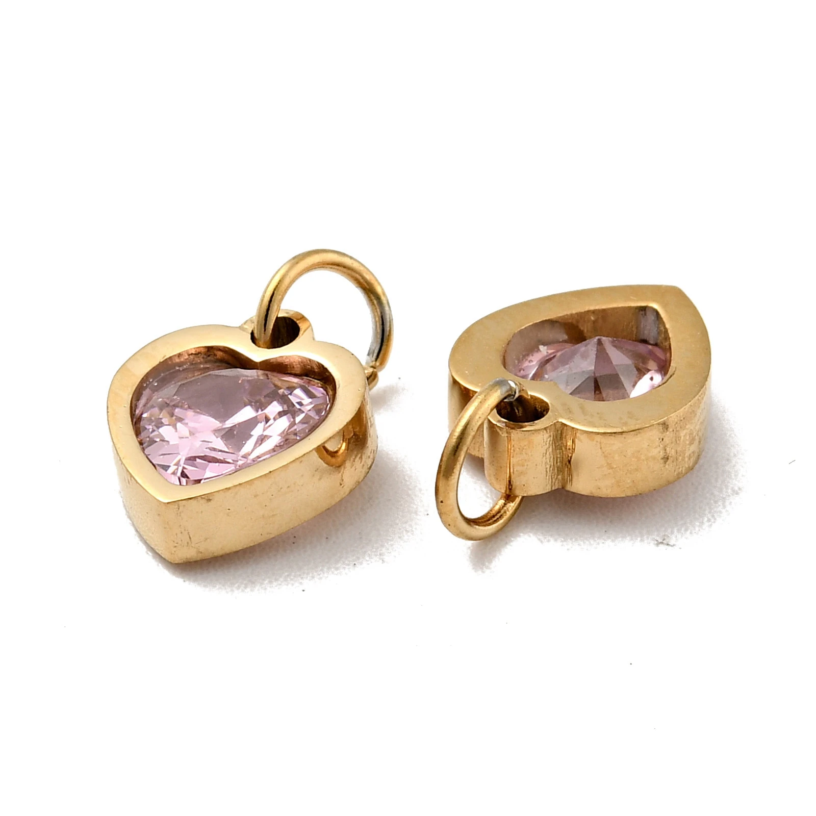 20pcs 304 Stainless Steel Pendants Heart Charms with Cubic Zirconia for Jewelry Making DIY Earring Bracelet Valentine's Day Gift