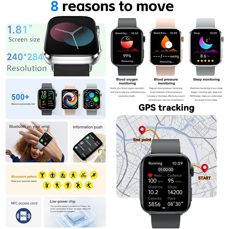 Smart Watch ECG+PPG Bluetooth Call GPS Heart Rate Blood Oxygen Monitor Sleep Weather Forecast Sport Fitness Smart Bracelet