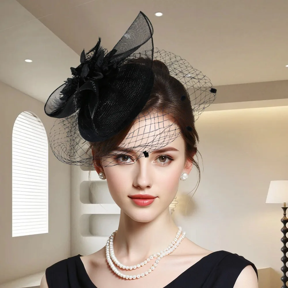 

Французский двухслойный свадебный аксессуар для волос, шляпа в стиле ретро с перьями, декор для свадебной вечеринки, аксессуары для платья