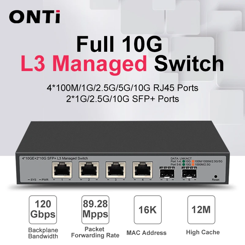 

ONTi 4*10GE + 2*10G SFP+ L3 Managed Switch