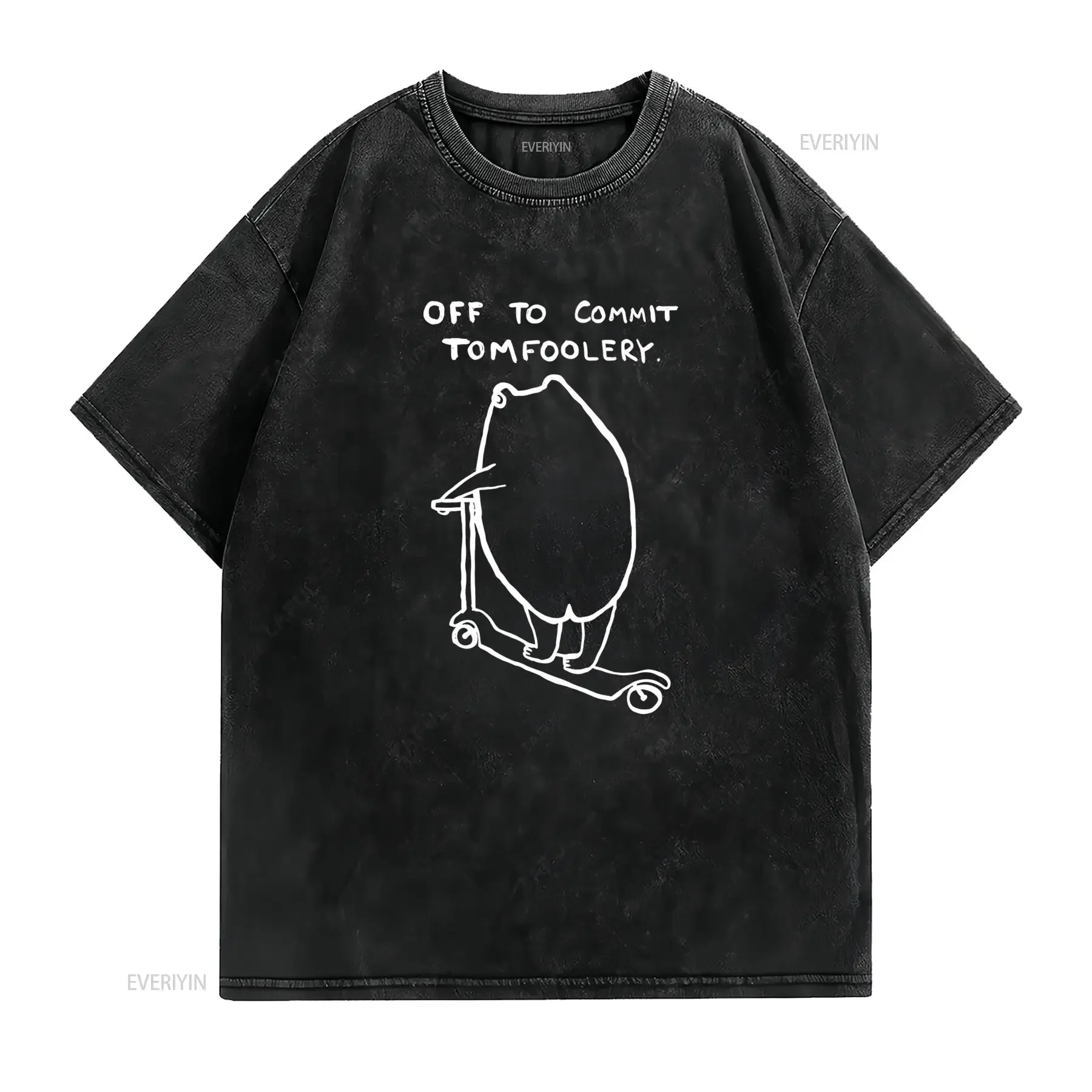 Off to Commit Tomfoolery T Shirt Hilarious Frog Funny Art Joke Him vintage Washed Top For Everyday Wear Breathable homme