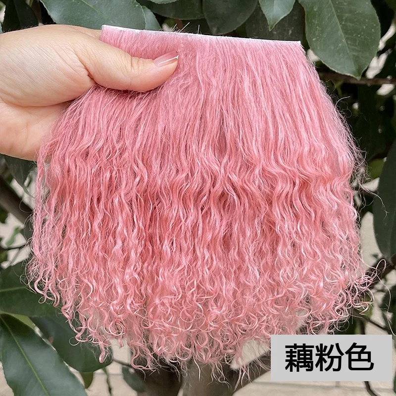 High Quality Sheepskin Wool Lamb Fur Pelt Hair Row Curly Hair Extensions BJD SD Blyth Dolls Wigs Hair Wefts Accessories