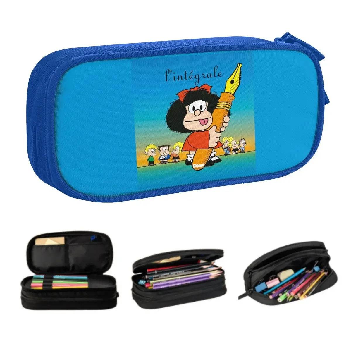 Custom Classic Mafalda Comic School Pencil Cases Large Capacity Quino Cartoon Mang Pencil Bag Pouch Students Stationery