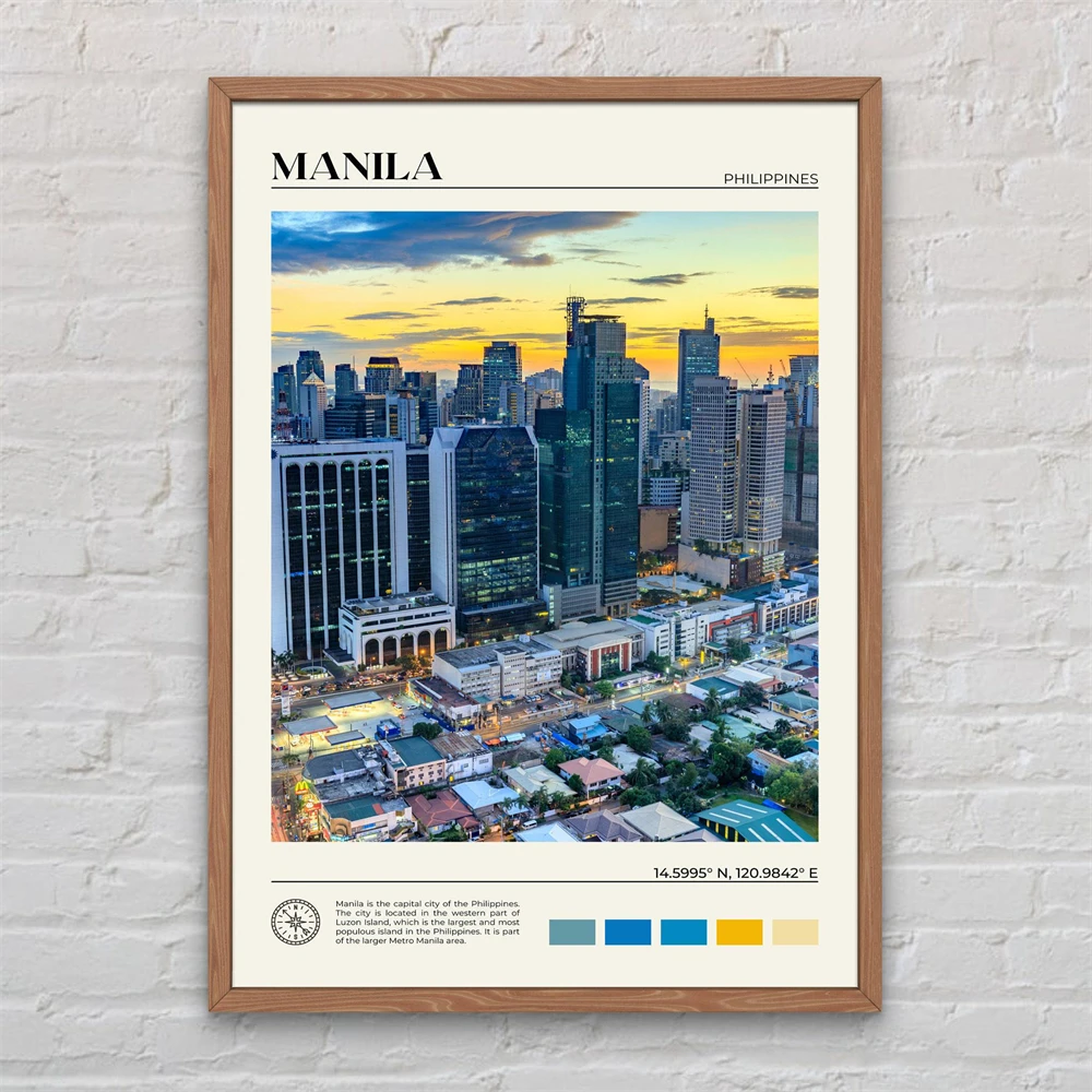 Imagen Real, póster de paisaje natural, impresión de Manila, arte de pared de Manila, póster de Filipinas, pintura en lienzo, decoración de pared del dormitorio del hogar