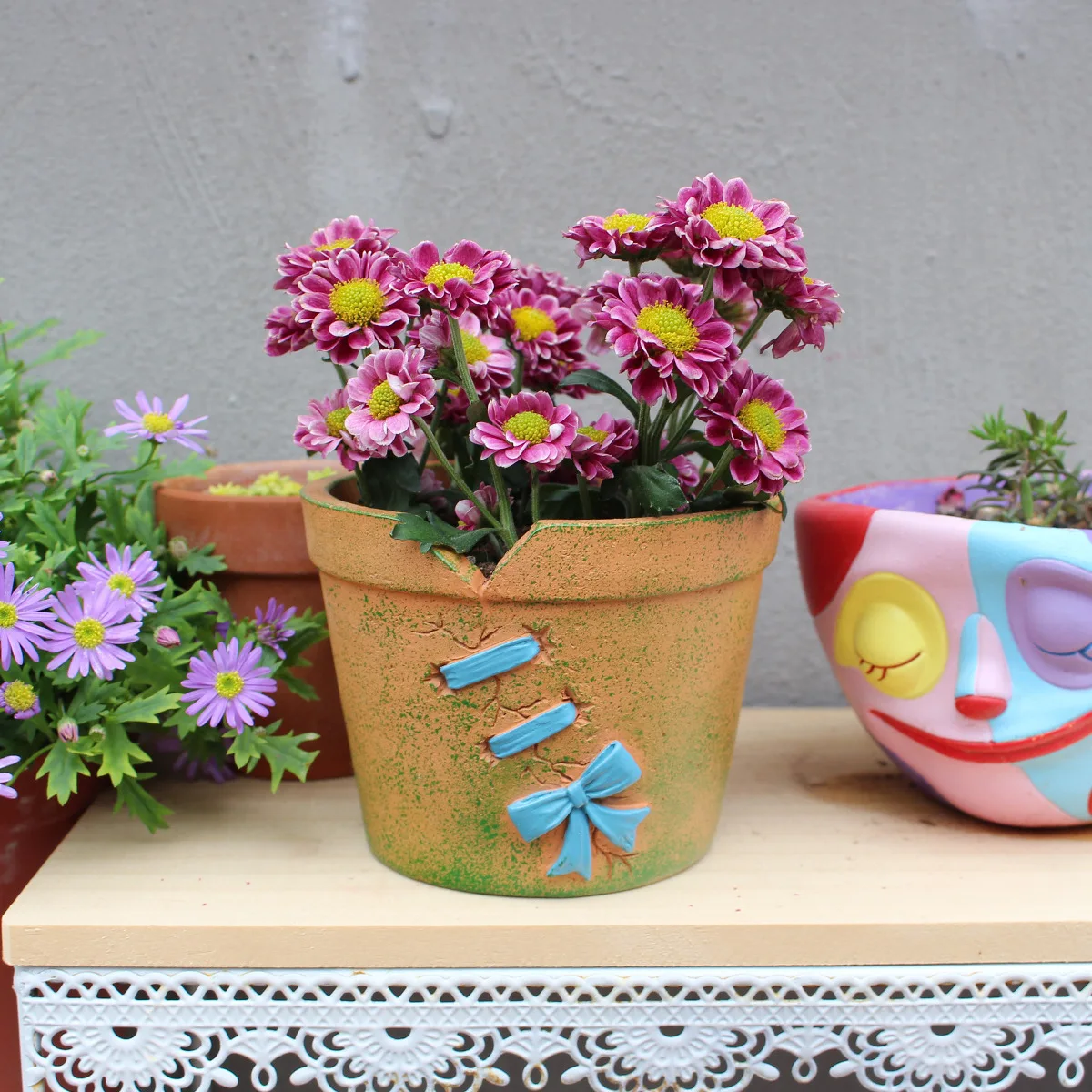 

Vintage Stitched Planter - Minimalist for Succulents & Desk Decor